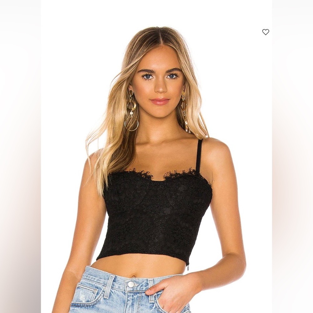 Cami NYC black floral lace underwire bustier top size XS